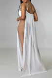 Black Hot Drill Sleeveless Spaghetti Strap Slit Evening Party Night Club Bodycon Bodysuits