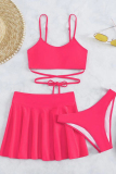 Sportswear Solid Bandage Patchwork 3 Piece Sets(With Paddings)