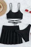 Sportswear Solid Bandage Patchwork 3 Piece Sets(With Paddings)