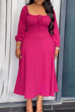 Black Hollow Out Backless Square Neck Long Sleeve Formal Evening Party Long Vacation Maxi Dresses