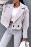 Formal Cardigan Turndown Collar Long Sleeve Evening Party Office Lady Woolen Coat Crop Blazer Jackets