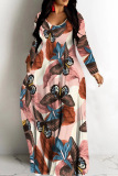 Colorful Animal Print Backless Spaghetti Strap Floor Length Vacation Baggy Sundress Slip Maxi Dress