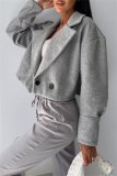 Formal Cardigan Turndown Collar Long Sleeve Evening Party Office Lady Woolen Coat Crop Blazer Jackets