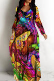Colorful Animal Print Backless Spaghetti Strap Floor Length Vacation Baggy Sundress Slip Maxi Dress