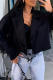 Formal Cardigan Turndown Collar Long Sleeve Evening Party Office Lady Woolen Coat Crop Blazer Jackets
