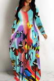 Colorful Animal Print Backless Spaghetti Strap Floor Length Vacation Baggy Sundress Slip Maxi Dress