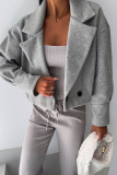 Formal Cardigan Turndown Collar Long Sleeve Evening Party Office Lady Woolen Coat Crop Blazer Jackets