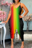 Black Gold Sportwear Casual Sleeveless V Neck Pocket Loose Harem Leg Cami Jumpsuits