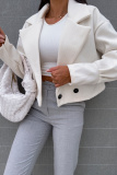 Formal Cardigan Turndown Collar Long Sleeve Evening Party Office Lady Woolen Coat Crop Blazer Jackets
