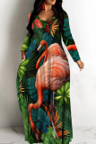 Colorful Animal Print Backless Spaghetti Strap Floor Length Vacation Baggy Sundress Slip Maxi Dress