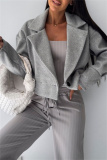 Formal Cardigan Turndown Collar Long Sleeve Evening Party Office Lady Woolen Coat Crop Blazer Jackets