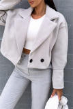 Formal Cardigan Turndown Collar Long Sleeve Evening Party Office Lady Woolen Coat Crop Blazer Jackets