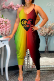 Black Gold Sportwear Casual Sleeveless V Neck Pocket Loose Harem Leg Cami Jumpsuits