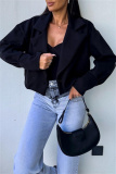 Formal Cardigan Turndown Collar Long Sleeve Evening Party Office Lady Woolen Coat Crop Blazer Jackets
