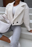Formal Cardigan Turndown Collar Long Sleeve Evening Party Office Lady Woolen Coat Crop Blazer Jackets