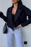 Formal Cardigan Turndown Collar Long Sleeve Evening Party Office Lady Woolen Coat Crop Blazer Jackets