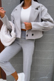 Formal Cardigan Turndown Collar Long Sleeve Evening Party Office Lady Woolen Coat Crop Blazer Jackets