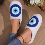 Rainbow Indoor Slippers Plush Fuffly Closed Toe Warm Fleece Slides Cotton Shoes
