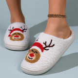 White Yellow Indoor Slippers Plush Fuffly Closed Toe Warm Fleece Slides Cotton Shoes