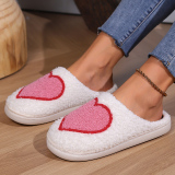 Rainbow Indoor Slippers Plush Fuffly Closed Toe Warm Fleece Slides Cotton Shoes