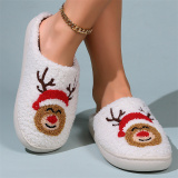 White Yellow Indoor Slippers Plush Fuffly Closed Toe Warm Fleece Slides Cotton Shoes
