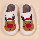White Yellow Indoor Slippers Plush Fuffly Closed Toe Warm Fleece Slides Cotton Shoes