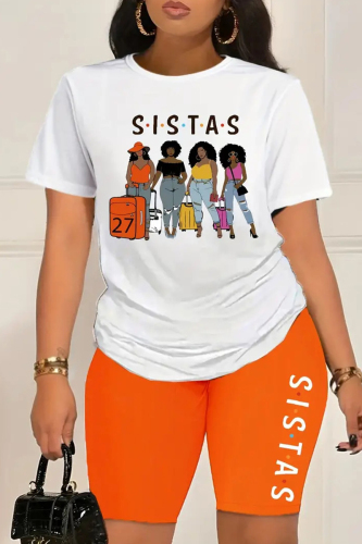 Casual Graphics Print O Neck Short Sleeve Oversize T-Shirt And Shorts Two Pieces Shorts Sets
