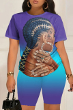 Casual Graphics Print O Neck Short Sleeve Oversize T-Shirt And Shorts Two Pieces Shorts Sets