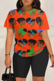 Casual Graphics Print O Neck Short Sleeve Oversize T-Shirt And Shorts Two Pieces Shorts Sets