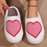 Rainbow Indoor Slippers Plush Fuffly Closed Toe Warm Fleece Slides Cotton Shoes