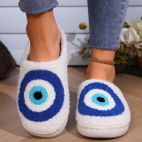 Rainbow Indoor Slippers Plush Fuffly Closed Toe Warm Fleece Slides Cotton Shoes