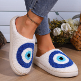 Rainbow Indoor Slippers Plush Fuffly Closed Toe Warm Fleece Slides Cotton Shoes