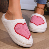 Rainbow Indoor Slippers Plush Fuffly Closed Toe Warm Fleece Slides Cotton Shoes