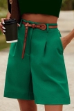 Camel Casual Pocket High Waist Formal Office Lady Blazer Shorts