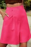 Camel Casual Pocket High Waist Formal Office Lady Blazer Shorts