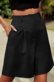 Camel Casual Pocket High Waist Formal Office Lady Blazer Shorts