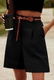 Camel Casual Pocket High Waist Formal Office Lady Blazer Shorts