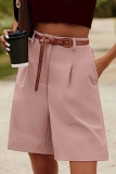 Camel Casual Pocket High Waist Formal Office Lady Blazer Shorts