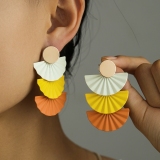 Colorful Layered Fan-Shaped Statement Earrings