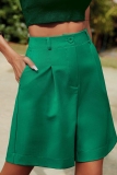 Camel Casual Pocket High Waist Formal Office Lady Blazer Shorts
