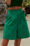 Camel Casual Pocket High Waist Formal Office Lady Blazer Shorts