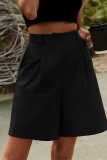 Camel Casual Pocket High Waist Formal Office Lady Blazer Shorts