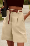 Camel Casual Pocket High Waist Formal Office Lady Blazer Shorts
