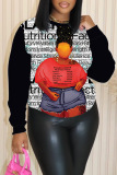 Dark Khaki Casual Figure Print O Neck Long Sleeve Winter Fall Sweatshirt