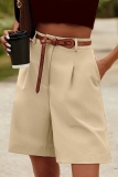 Camel Casual Pocket High Waist Formal Office Lady Blazer Shorts