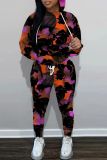 Light Blue Zipper Hooded Long Sleeve Jackets And Skinny Pants Sportwear Casual Two Pieces Sweatpants Set