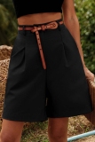 Camel Casual Pocket High Waist Formal Office Lady Blazer Shorts