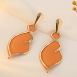 Orange Geometric Statement Earrings With Gold