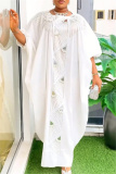 White African Hot Drill O Neck Batwing Sleeve Long Plus Size Vacation Loose Maxi Dresses