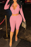 Black Zipper Collar Long Sleeve Crop Tops And Skinny Pants Casual Sportwear Two Pieces Trouser Sets